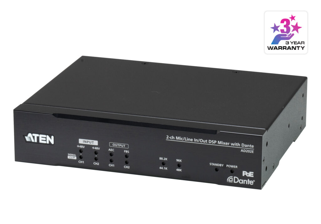 ATEN AD202E - 2-kanałowy Procesor Audio Mic/Line In/Out z DSP oraz Dante