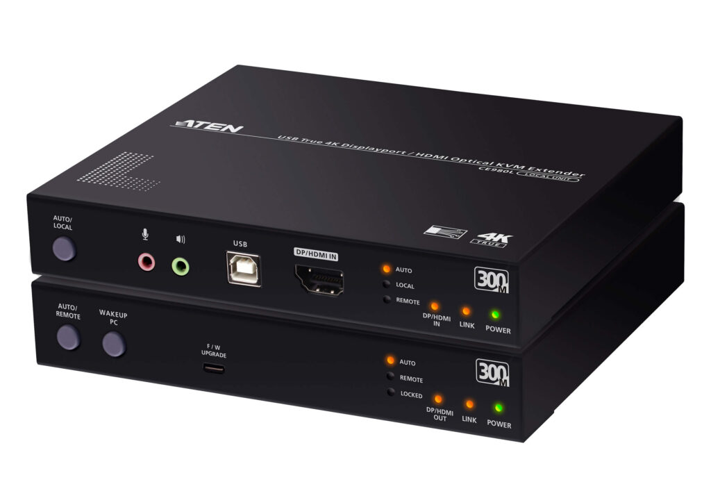 ATEN CE980 - Optyczny przedłużacz KVM USB True 4K DisplayPort/HDMI (True 4K przy 300 m)
