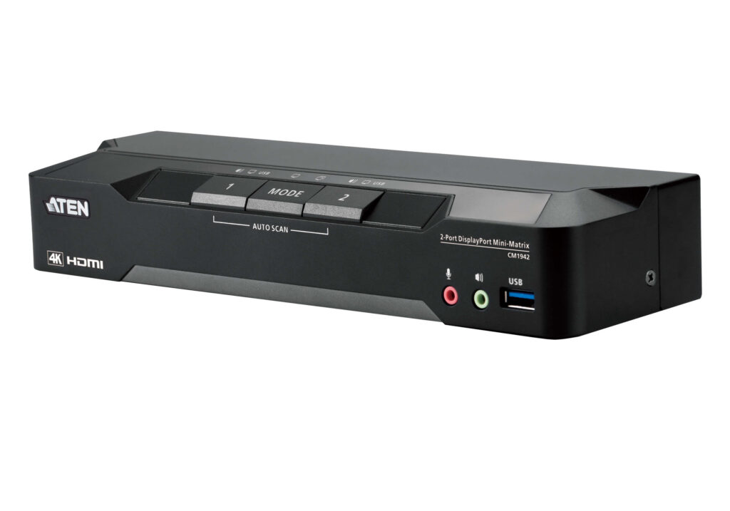 ATEN CM1942 - 2-portowy przełącznik KVM Mini-Matrix DisplayPort 4K typu Boundless z obsługą dwóch ekranów