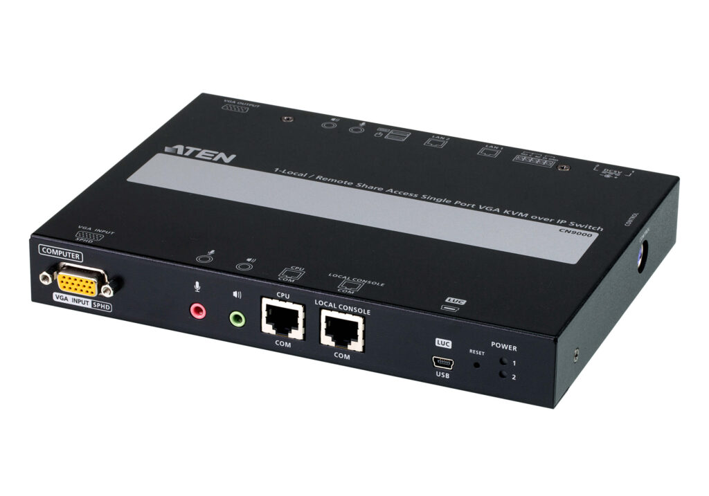 ATEN CN9000 - 1-portowy przełącznik KVM over IP VGA z 1 współdzielonym lokalnym/zdalnym dostępem