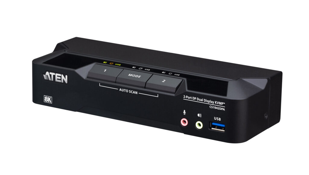 ATEN CS1942DPA - 2-portowy przełącznik KVMP™ z 2 portami USB 3.0, 8K DisplayPort i podwójnym wyświetlaczem (kable w zestawie)