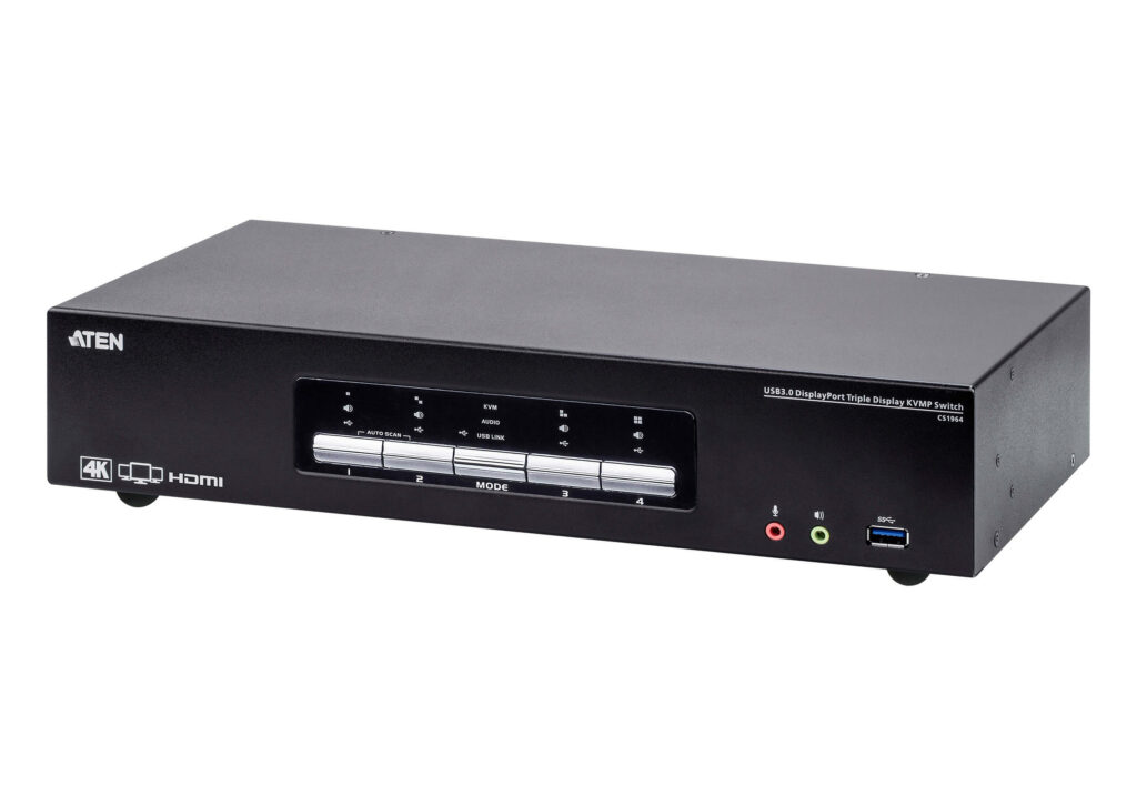 ATEN CS1964 - 4-portowy przełącznik KVMP™ USB3.0 4K DisplayPort Triple Display