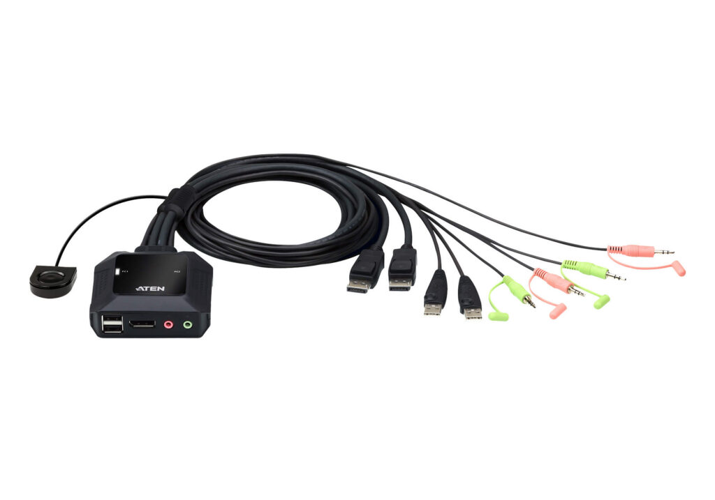 ATEN CS22DP - 2-portowy kablowy przełącznik KVM USB DisplayPort ze zdalnym selektorem portu