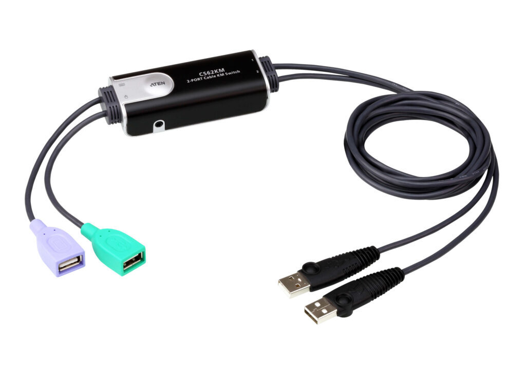 ATEN CS62KM - 2-portowy kablowy przełącznik KM USB typu Boundless