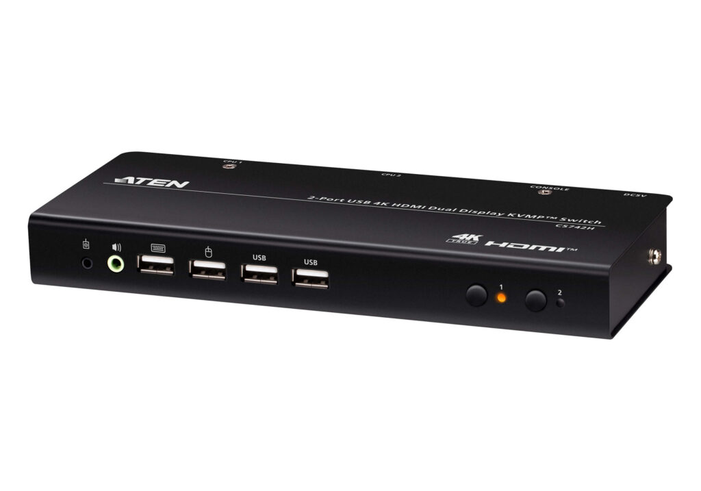 ATEN CS742H - 2-portowy przełącznik KVMP™ USB 4K HDMI z Dual-Display (kable w zestawie)