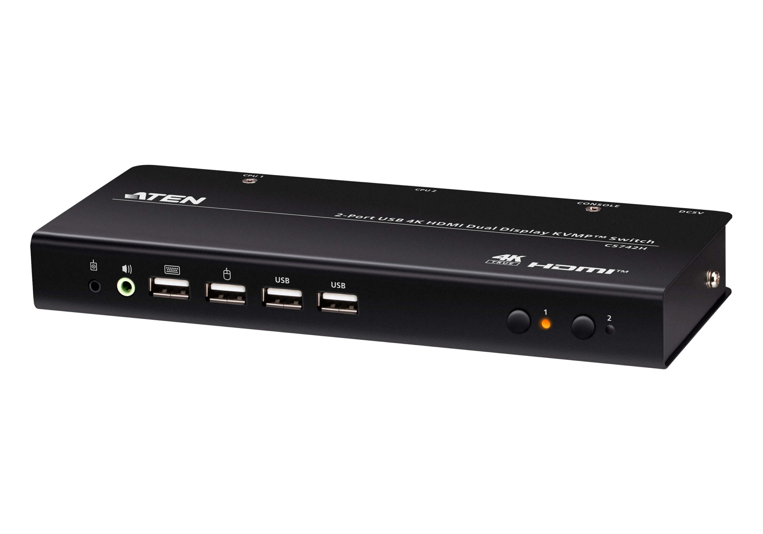 ATEN CS742H - 2-portowy przełącznik KVMP™ USB 4K HDMI z Dual-Display (kable w zestawie)