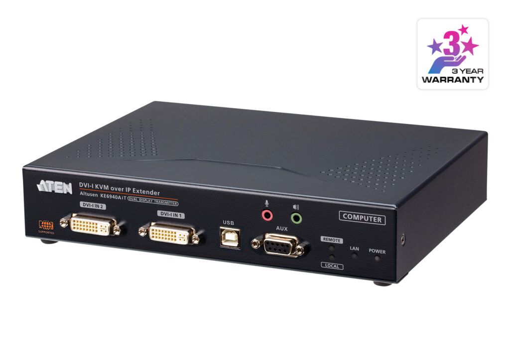 ATEN KE6940AiT - Dwumonitorowy nadajnik ekstendera KVM over IP DVI-I z dostępem poprzez internet