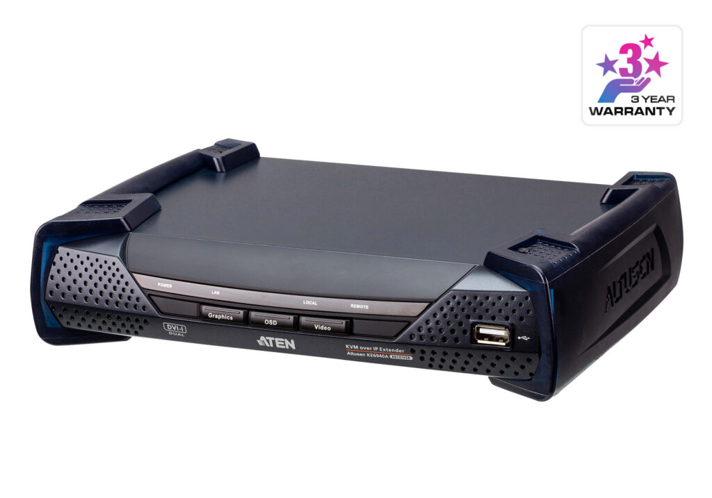 ATEN KE6940AR - Dwumonitorowy odbiornik ekstendera KVM over IP DVI-I