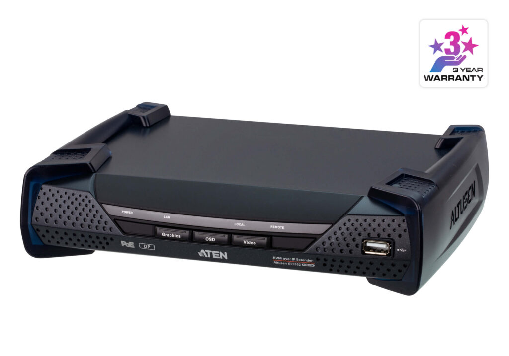 ATEN KE9952R - Jednomonitorowy odbiornik ekstendera KVM over IP DisplayPort 4K z PoE