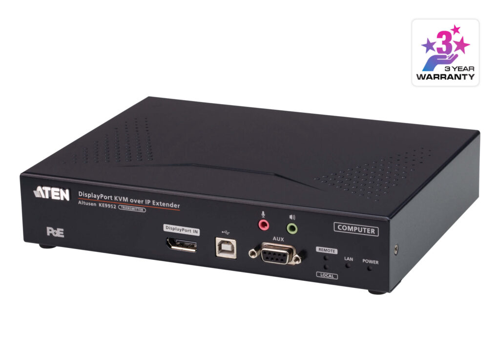 ATEN KE9952T - Jednomonitorowy nadajnik ekstendera KVM over IP DisplayPort 4K z PoE