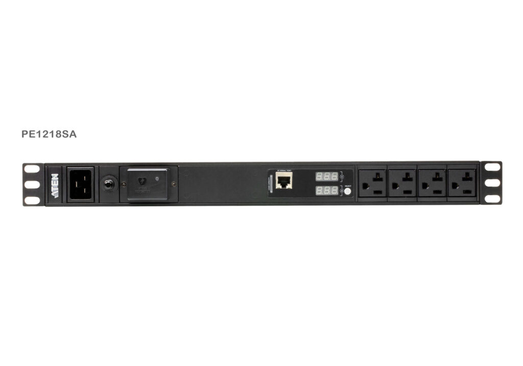 ATEN PE1218S - Podstawowe PDU 1U z pomiarem i ochroną przeciwprzepięciową