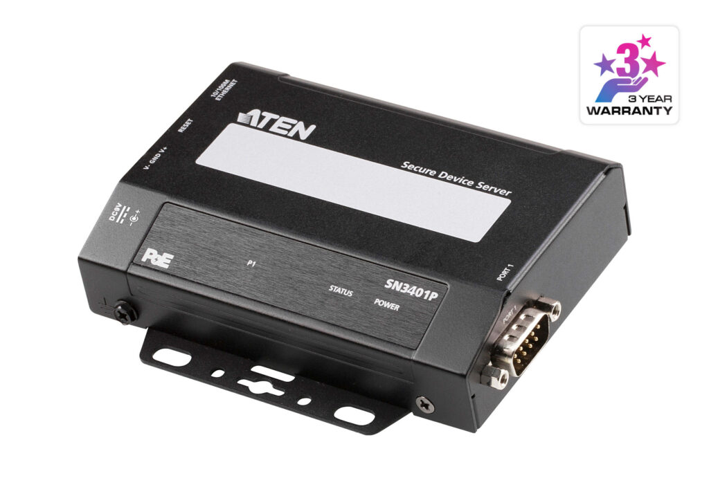 ATEN SN3401P - 1-portowy bezpieczny serwer urządzenia szeregowego RS-232/422/485 z PoE