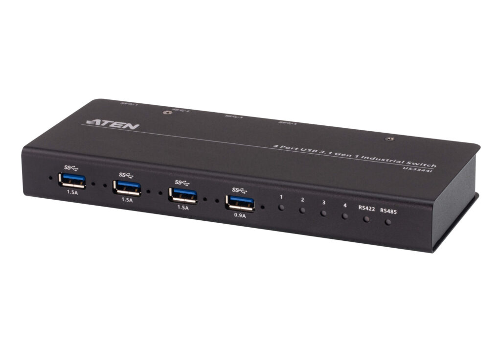 ATEN US3344i - Przemysłowy przełącznik 4 x 4 współdzielący urządzenia peryferyjne USB 3.2 Gen1