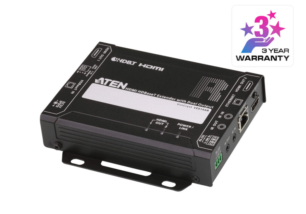 ATEN VE814AR - Odbiornik HDMI HDBaseT z podwójnym wyjściem (4K@100m) (HDBaseT klasa A)
