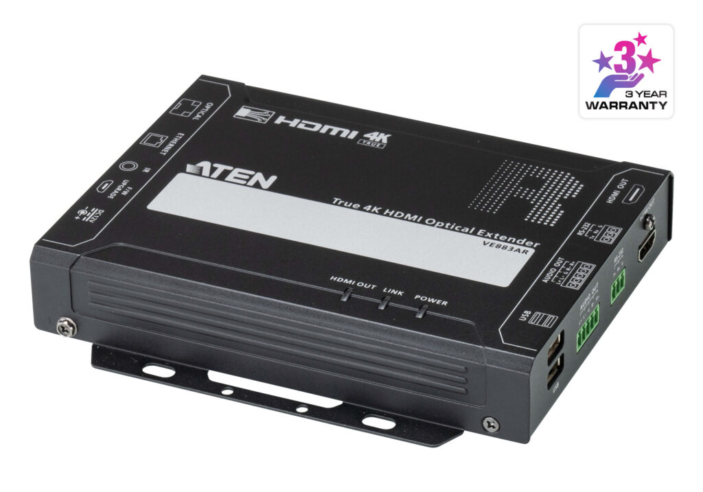 ATEN VE883AR - Odbiornik optyczny HDMI True 4K (4K@300m (K1, MM) / 10km (K2, SM))