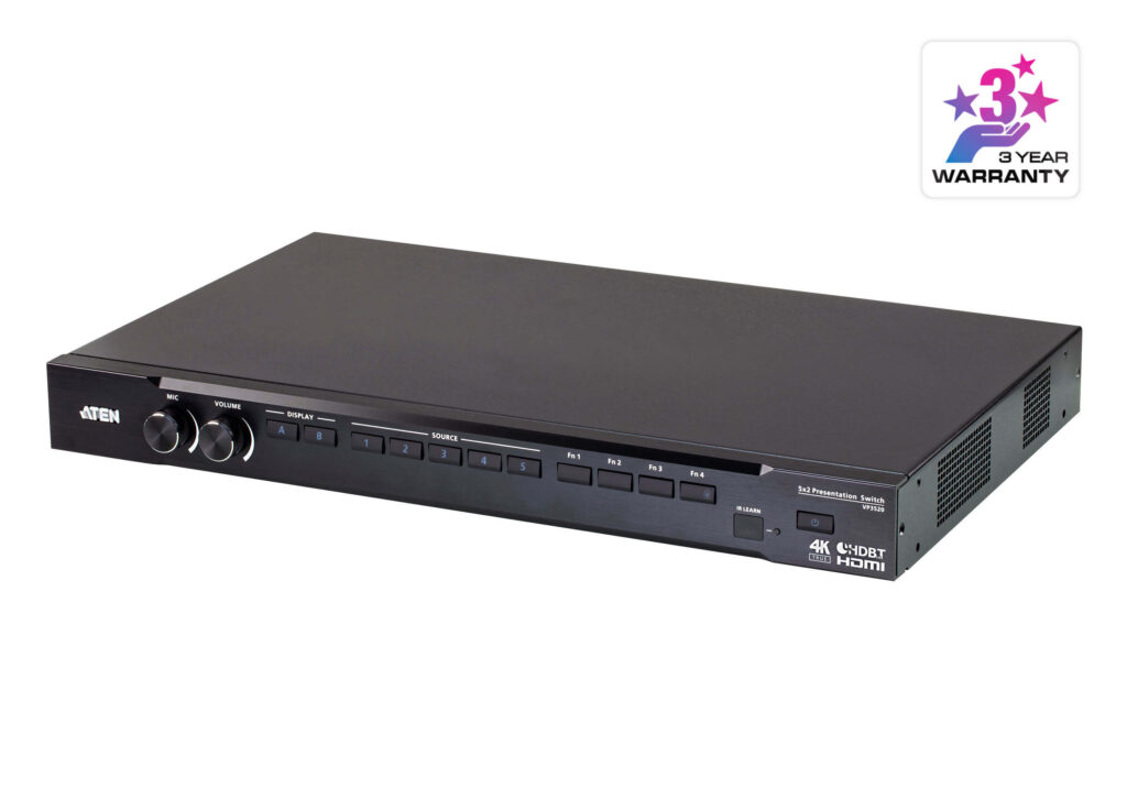 ATEN VP3520 - Matrycowy przełącznik prezentacyjny 5 x 2 True 4K typu Seamless z funkcją sterowania