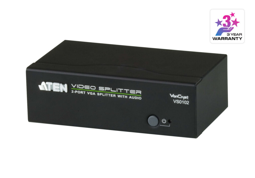 ATEN VS0102 - 2-portowy rozdzielacz VGA z obsługą audio