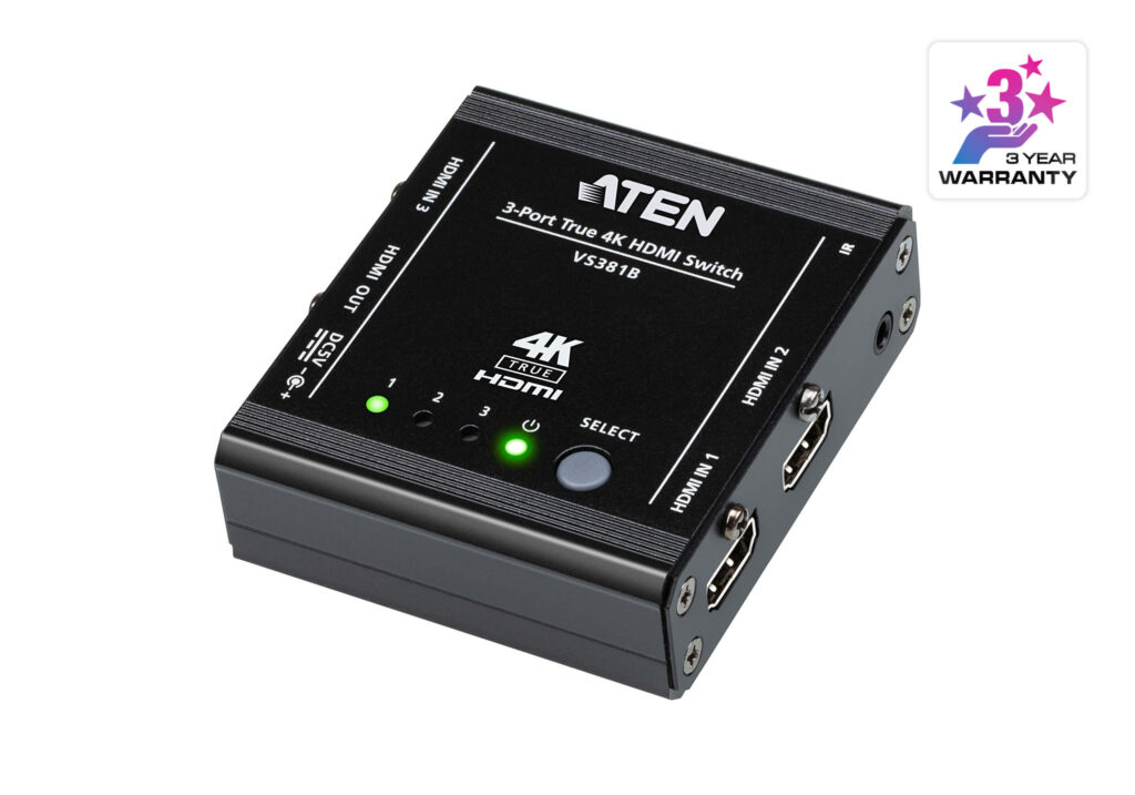ATEN VS381B - 3-portowy przełącznik HDMI True 4K