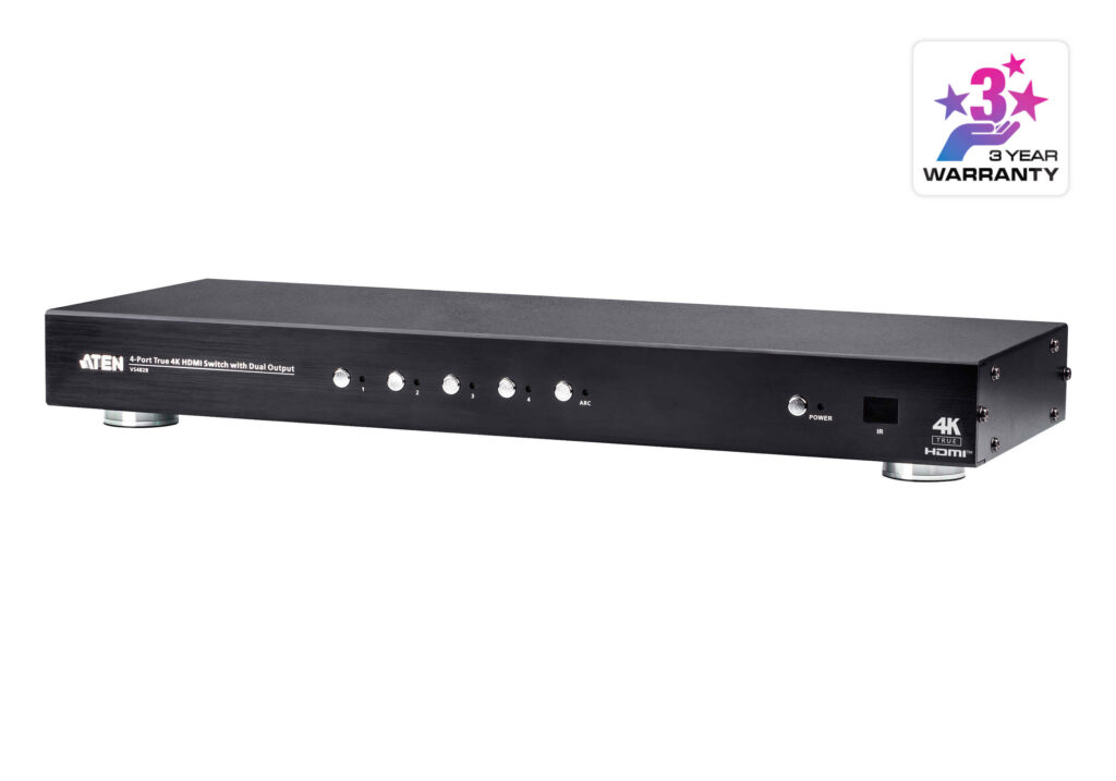 ATEN VS482B - 4-portowy przełącznik HDMI True 4K z podwójnym wyjściem